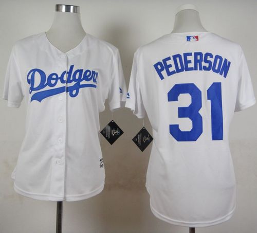 Dodgers #31 Joc Pederson White Home Women's Stitched MLB Jersey - Click Image to Close